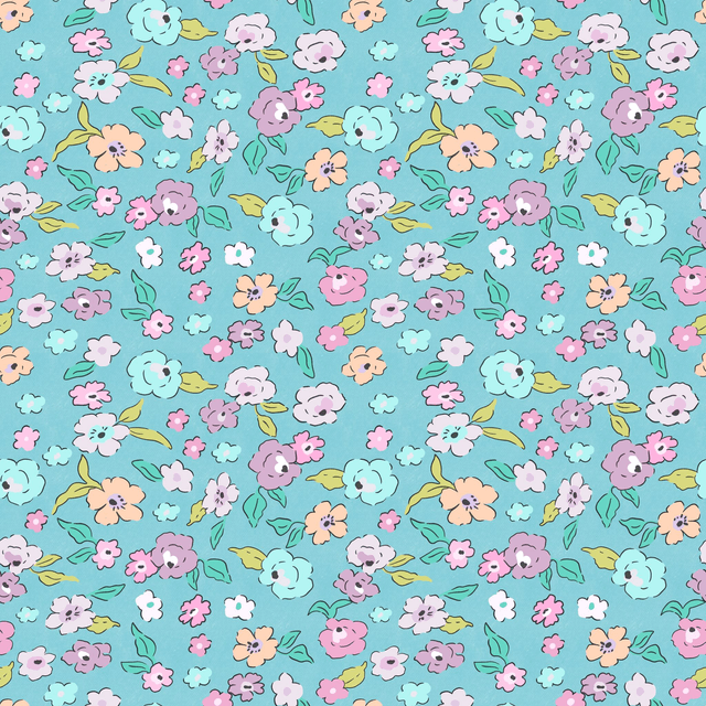 Ouvéa - Haut - Floral bleu