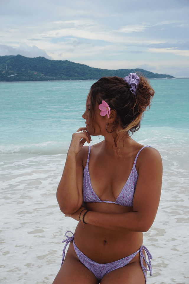 Ouvéa - Bas de maillot - Floral violet